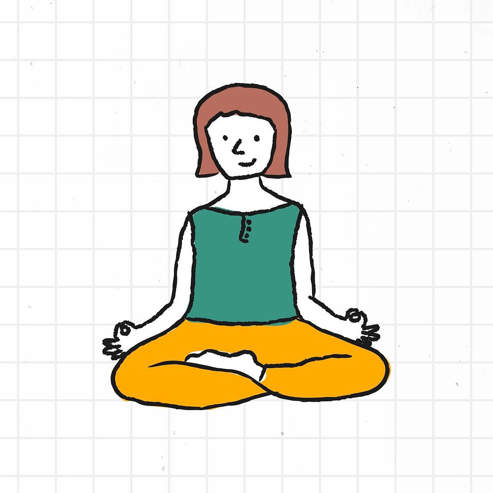 Doodle woman meditating vector