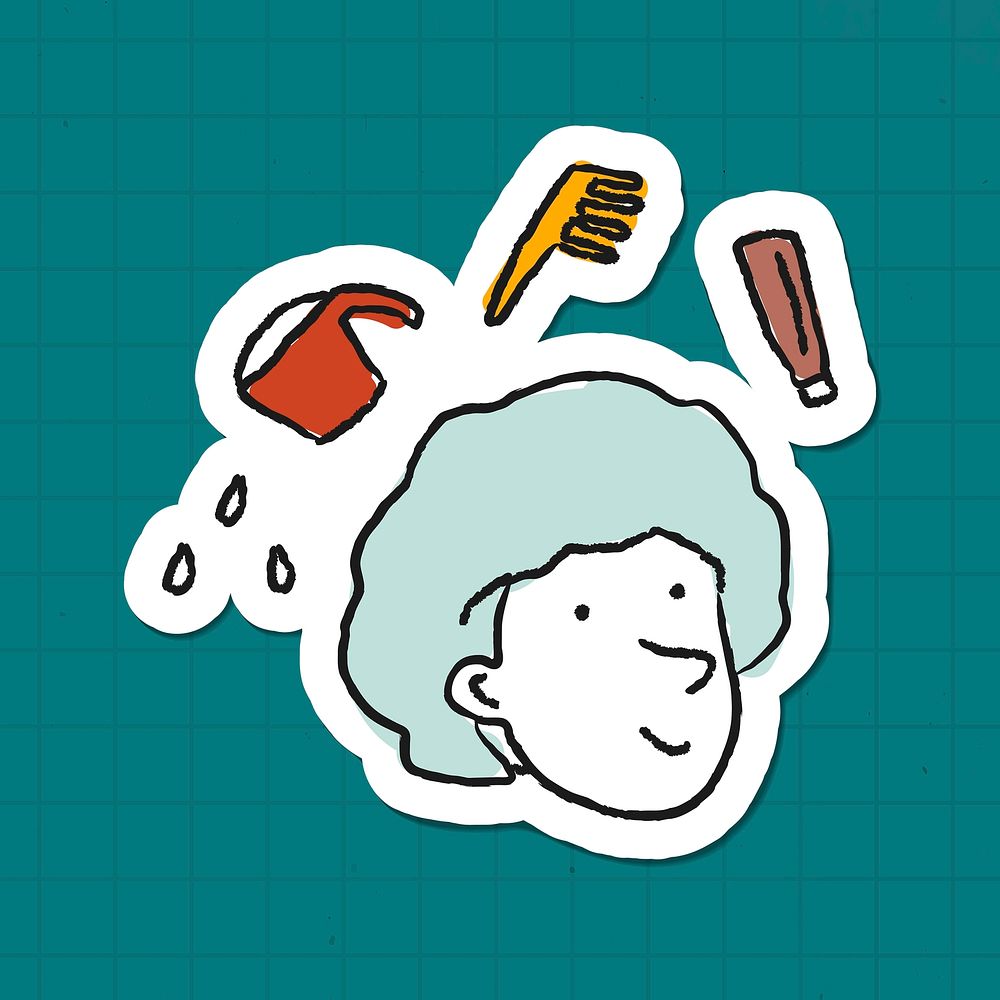 Coloring your hair doodle sticker vector