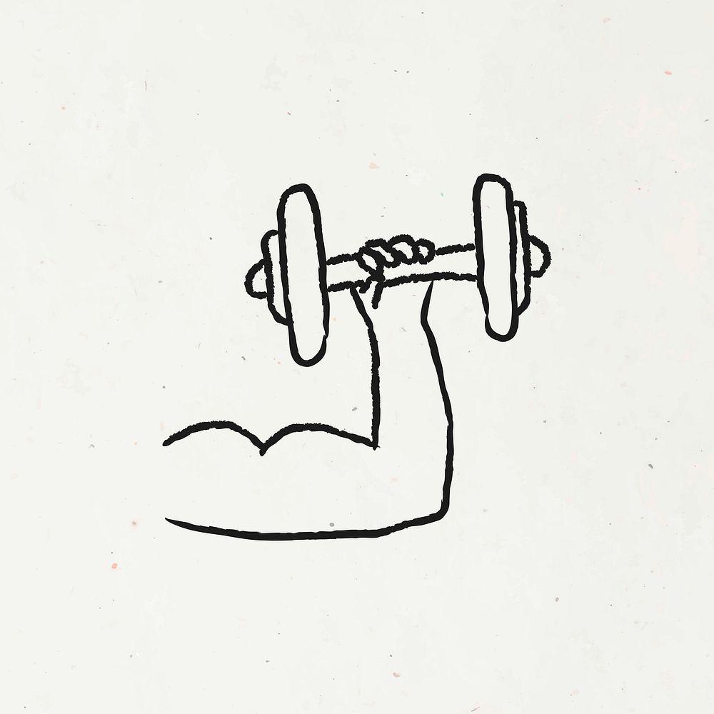 Lifting a dumbbell doodle style vector