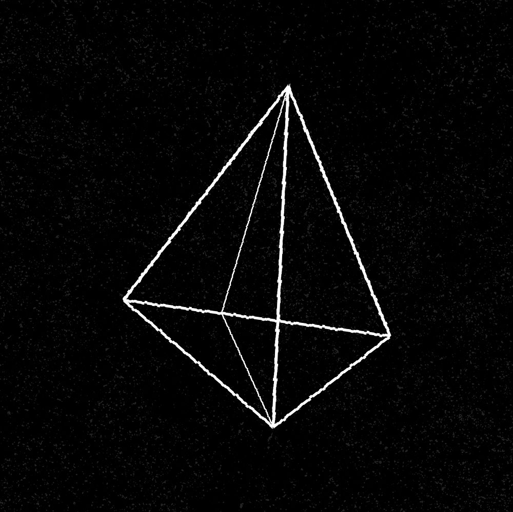 3D pentahedron outline on a black background vector 
