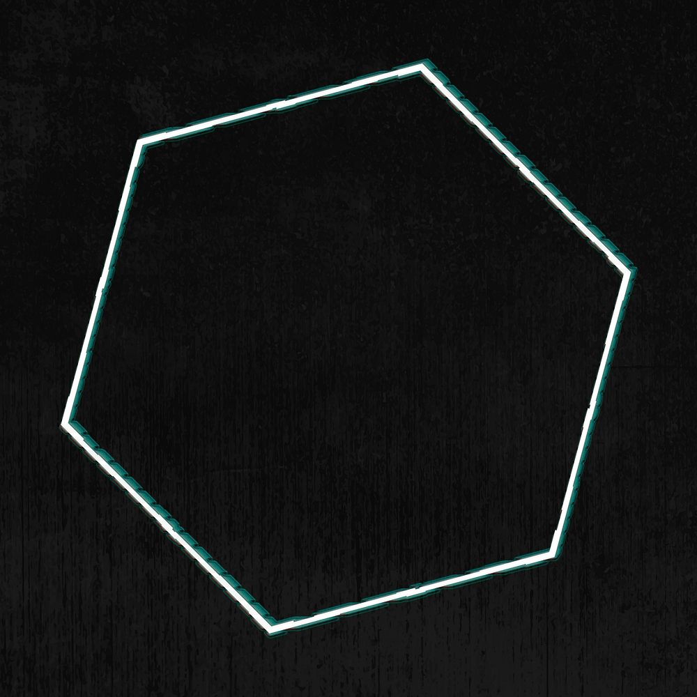 Geometric hexagon shape with glitch effect on a black background 