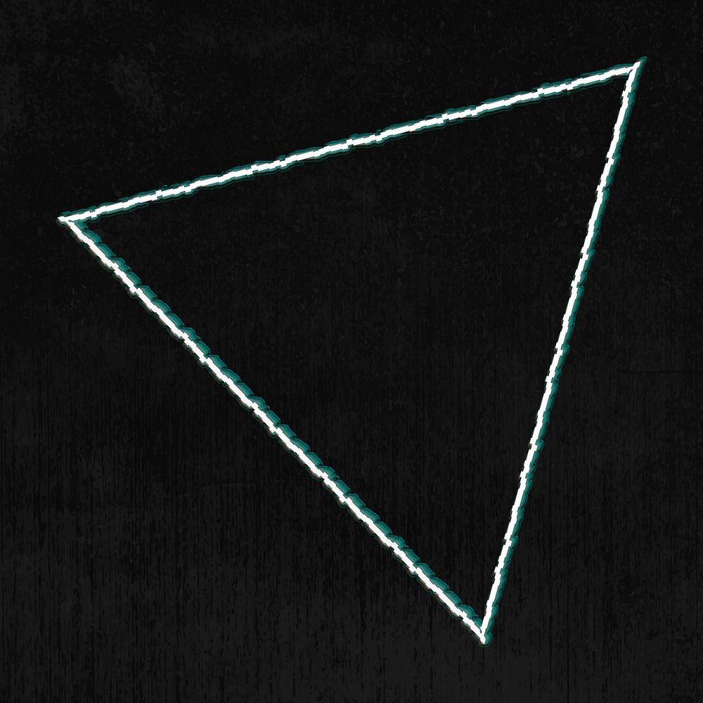 Geometric triangle with glitch effect on a black background 