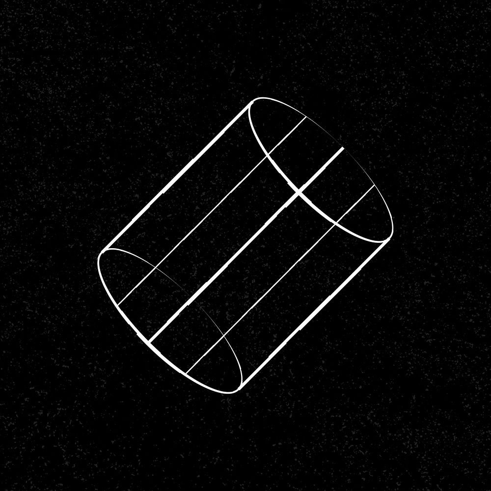 3D cylindrical shape outline on a black background vector 