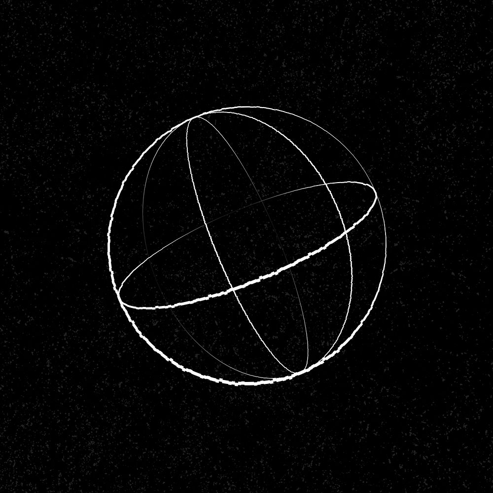 Distorted 3D sphere outline on a black background vector