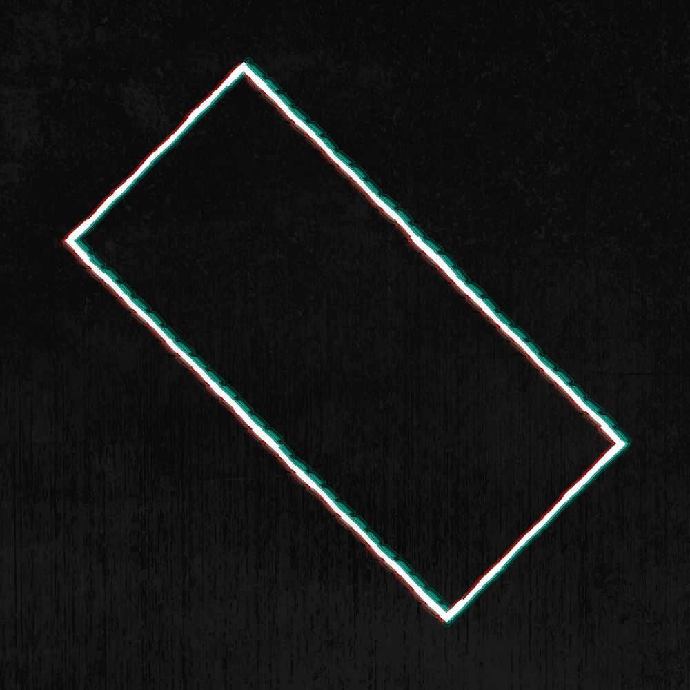Geometric rectangle shape with glitch effect on a black background