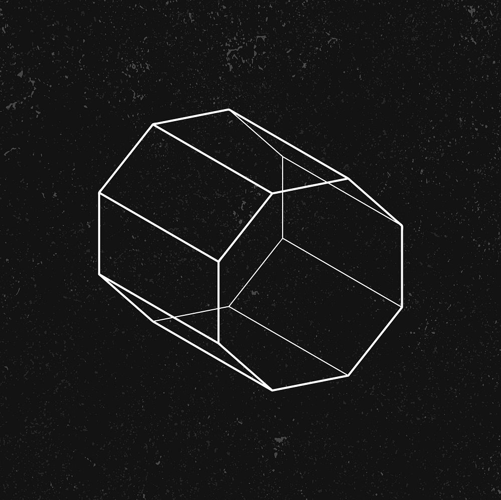 3D hexagonal prism on a black background vector 