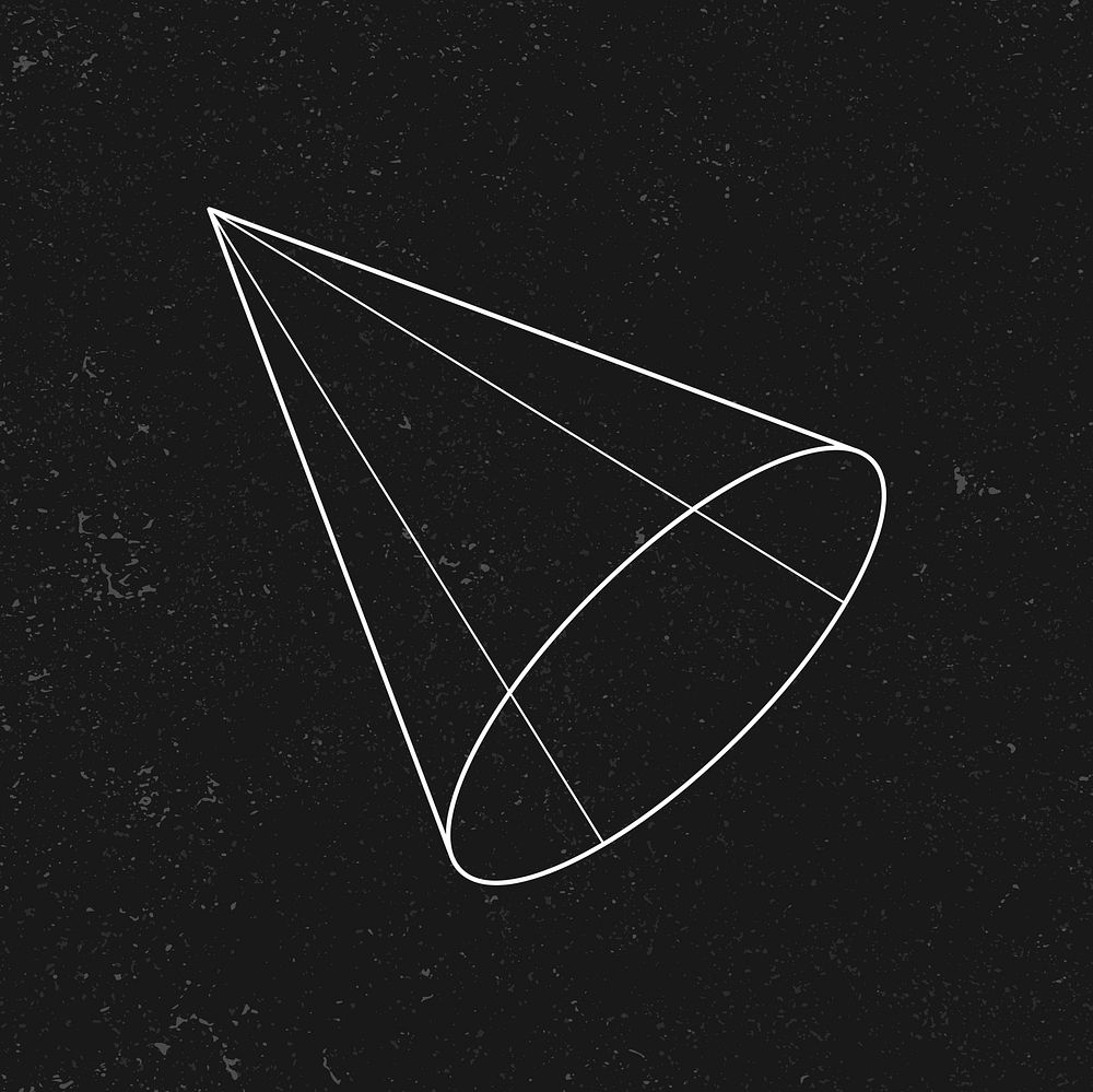 White 3D geometric cone on a black background vector 