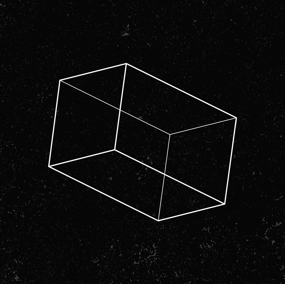 White cuboid geometric shape on a black background vector