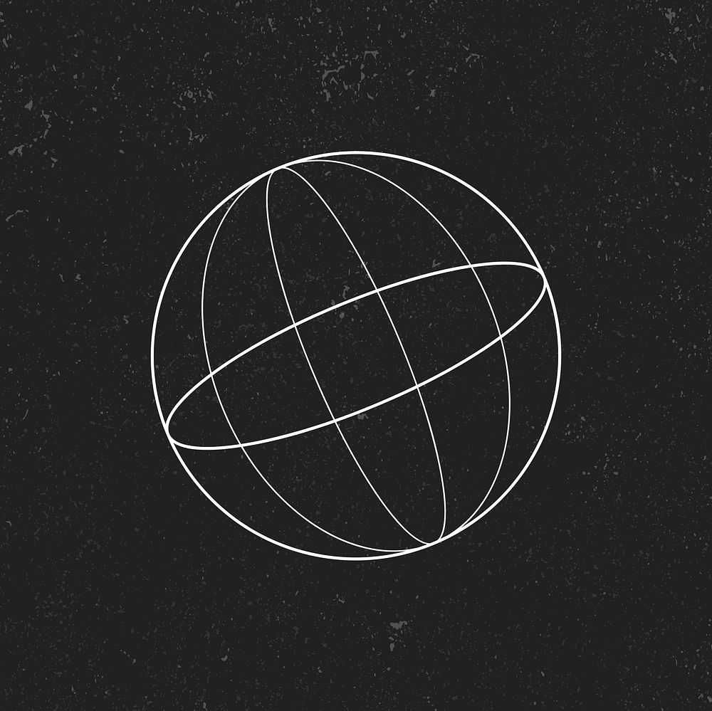 3D sphere outline on a black background vector