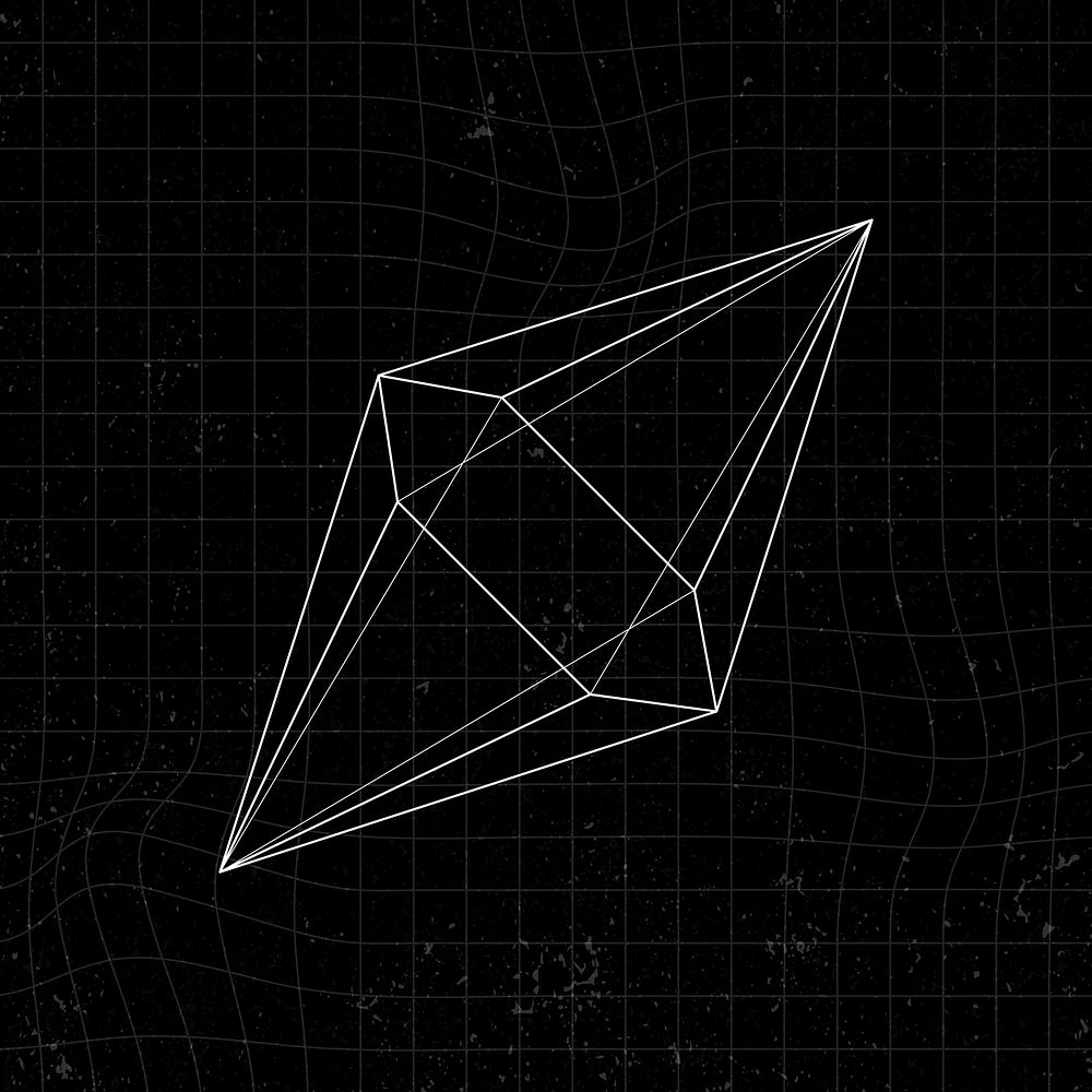 3D hexagonal bipyramid on a black background vector