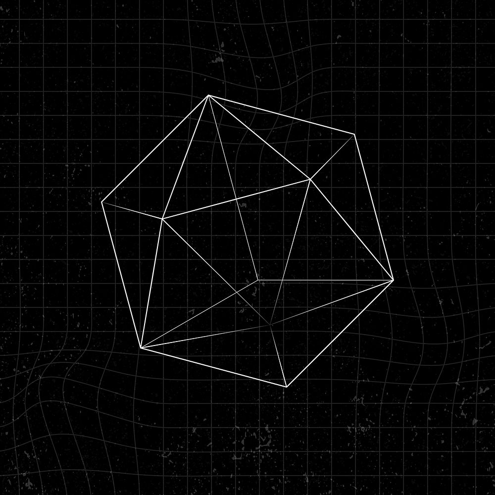 3D icosahedron on a black background vector 