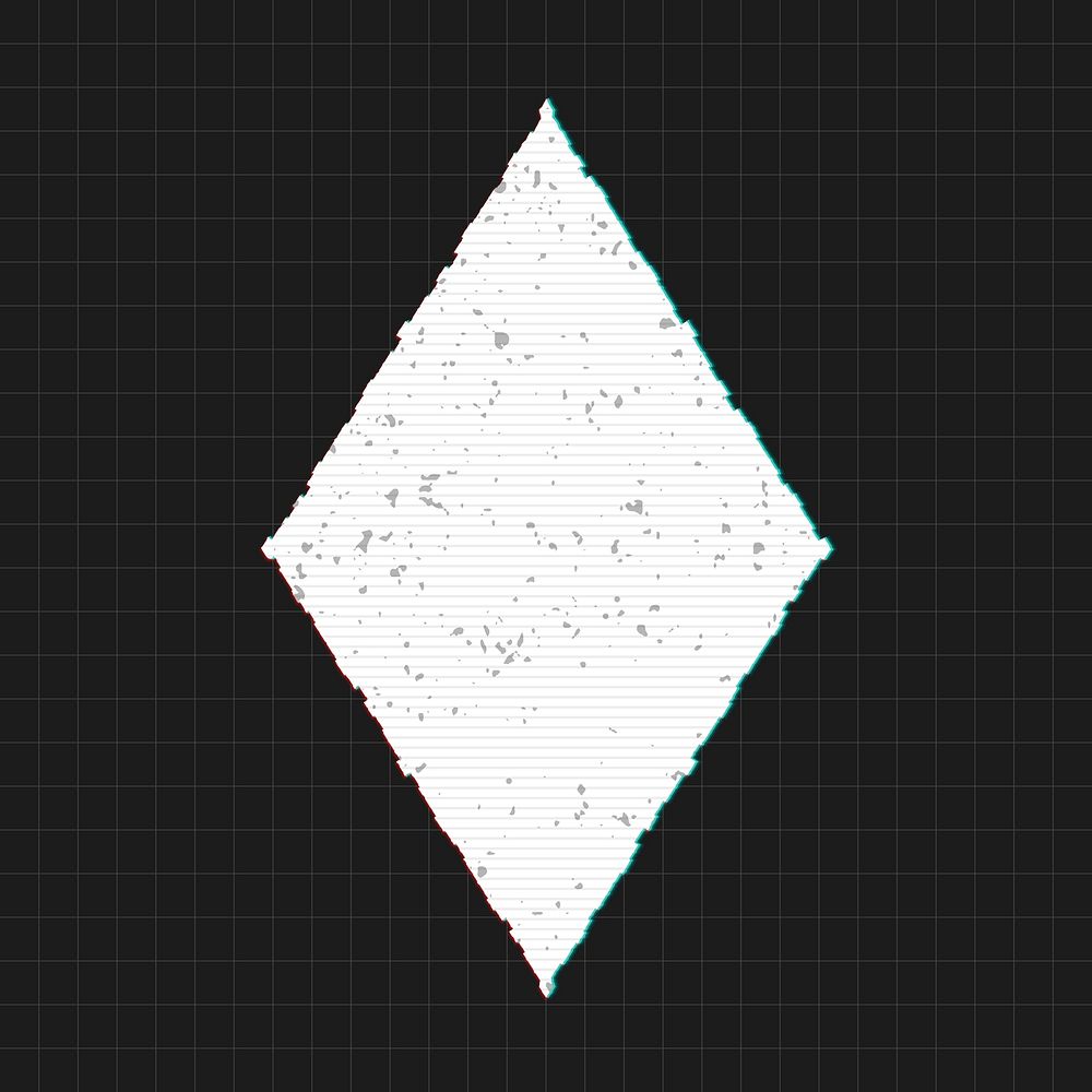 White rhombus shape with glitch effect 