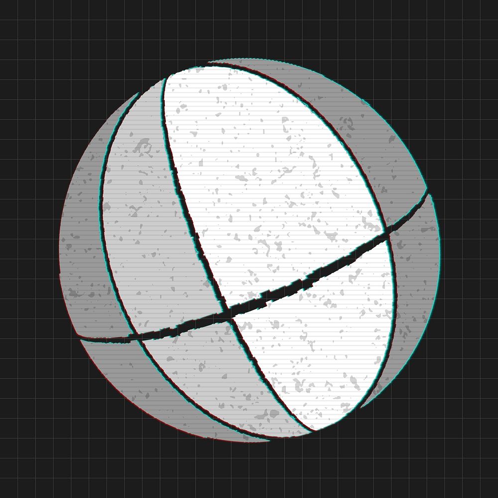 3D gray sphere with glitch effect on a black background 
