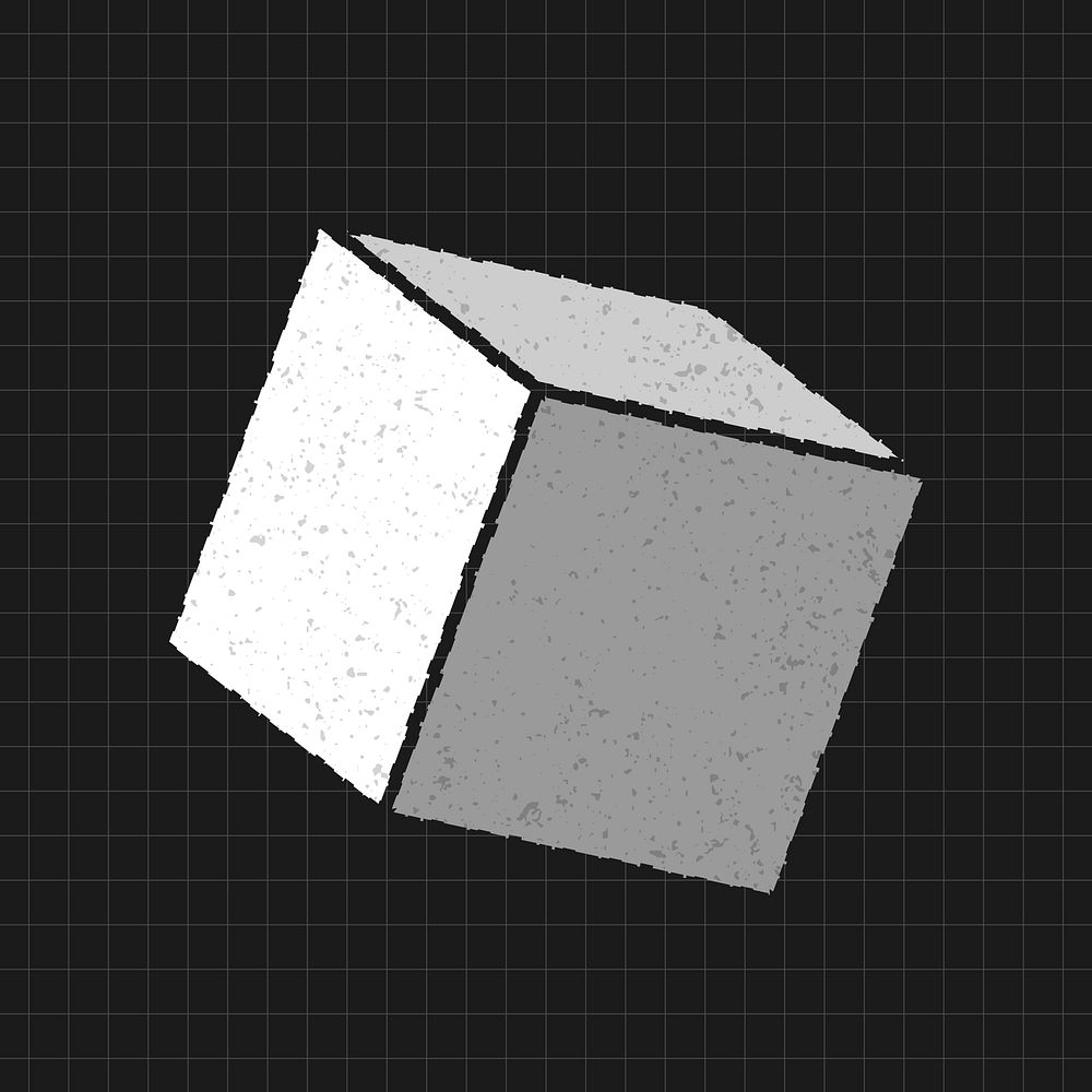 Gray 3D geometric cube on a black background vector 