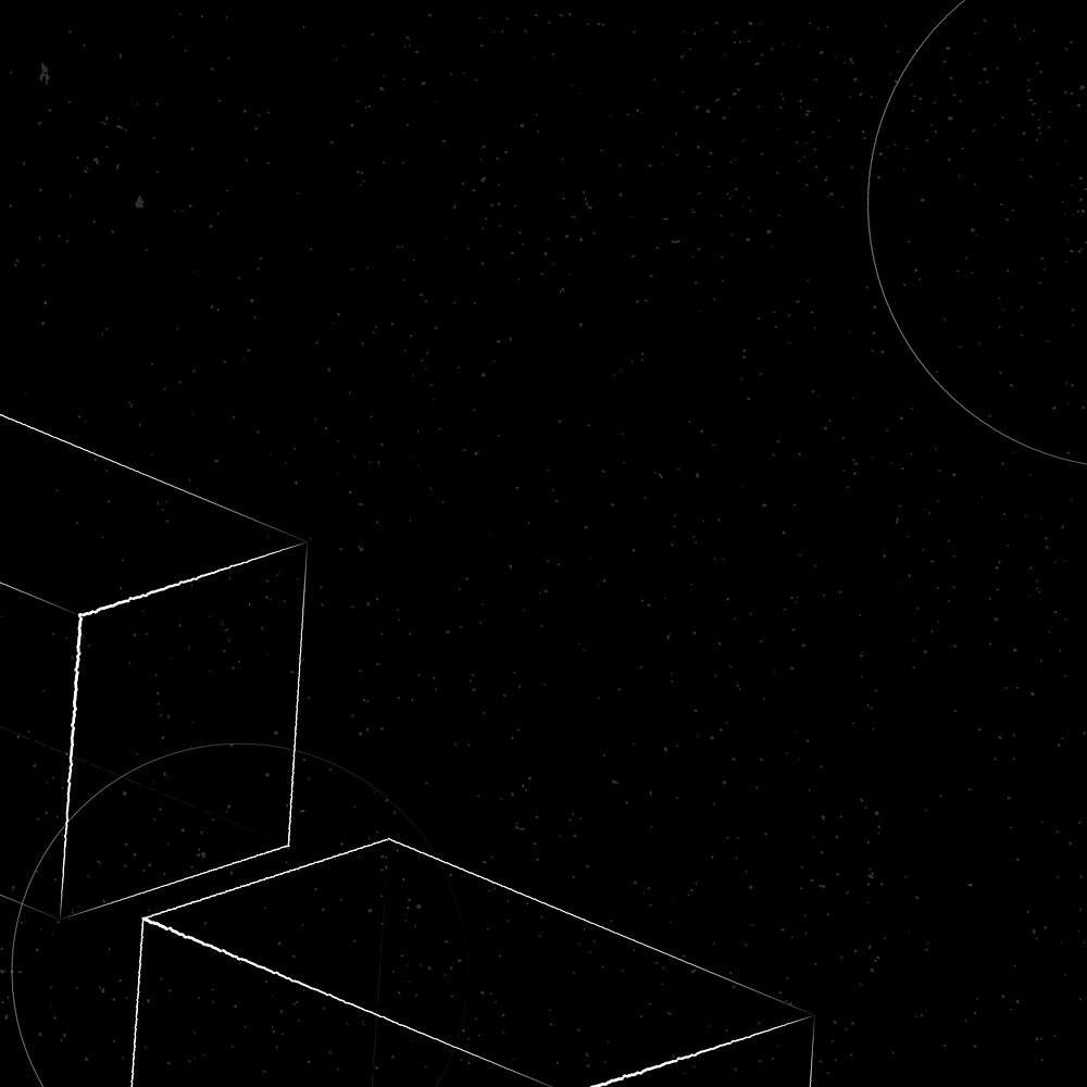 3D white outline cuboid on a black background vector
