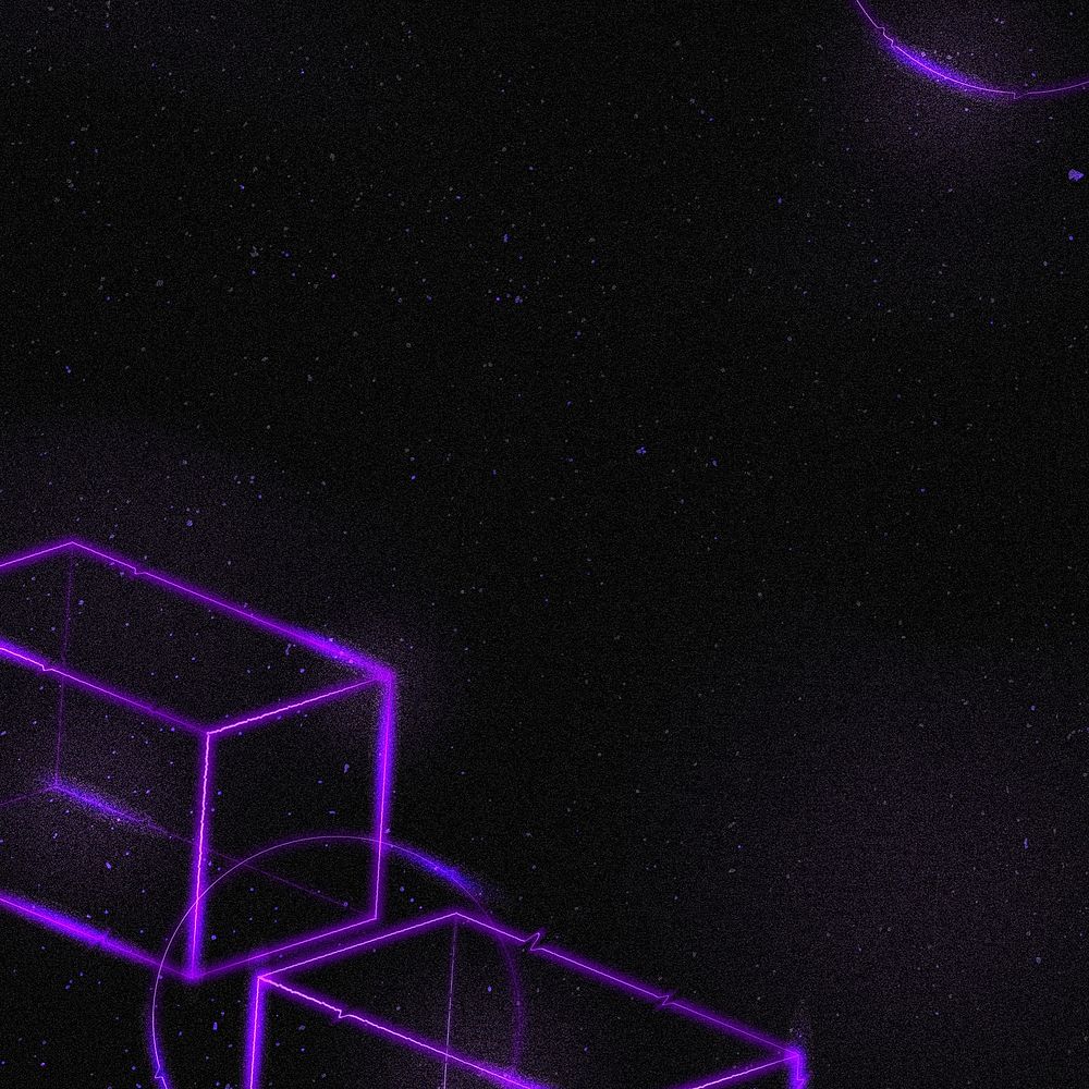 Geometric purple neon 3D cuboid background
