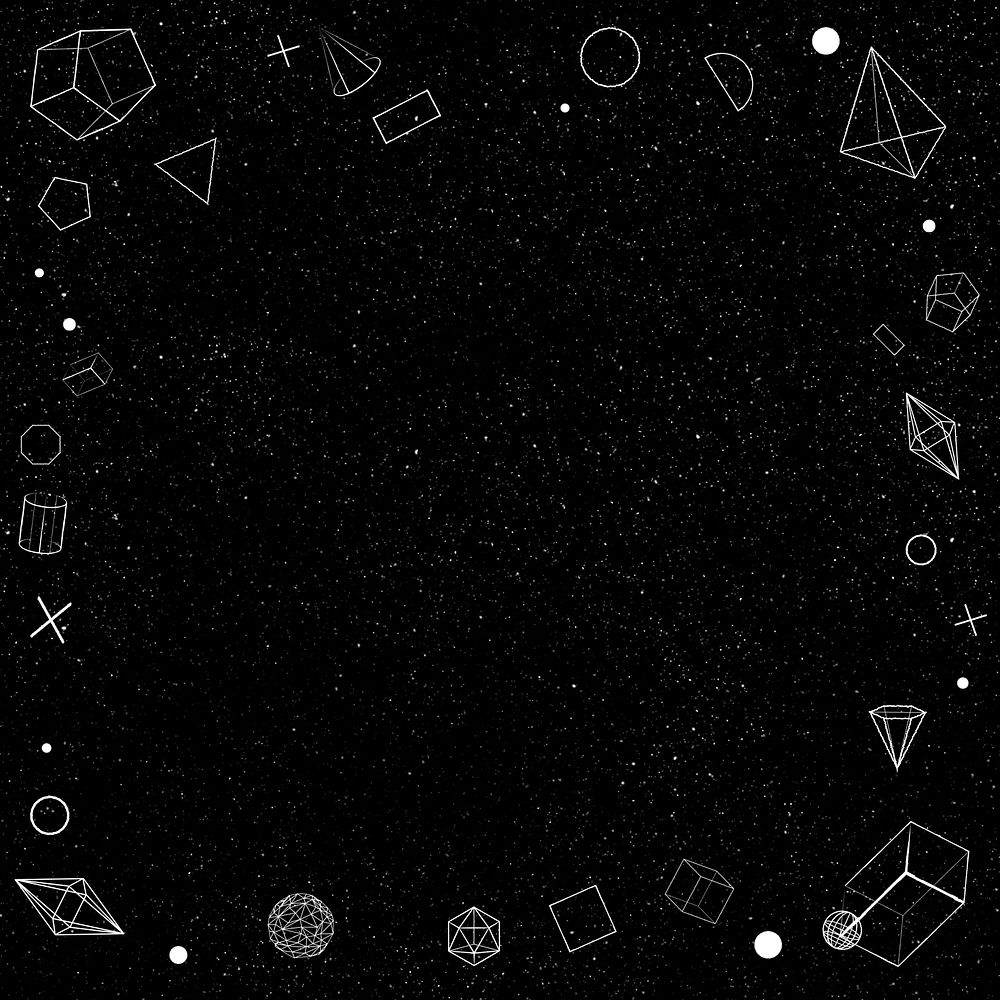 3D geometric shapes frame on a black background