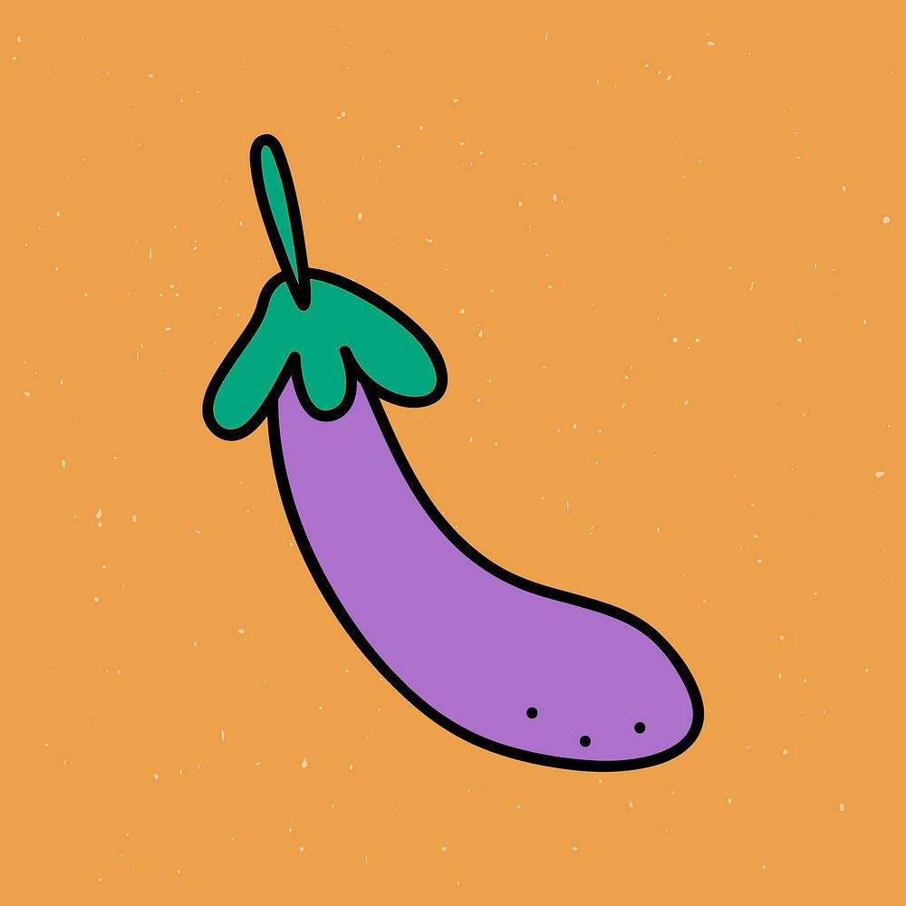 Ripe eggplant illustrated on an orange background vector