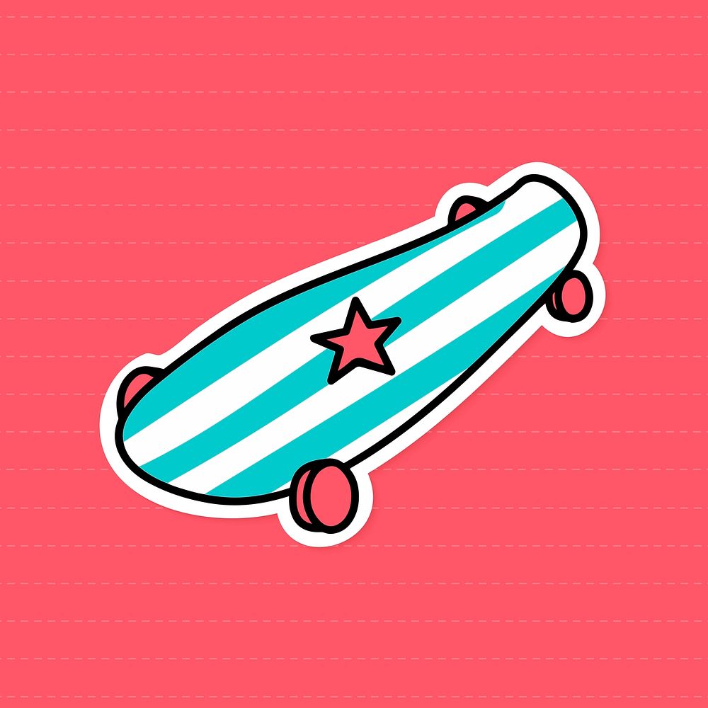 Striped skateboard sticker with a white border vector