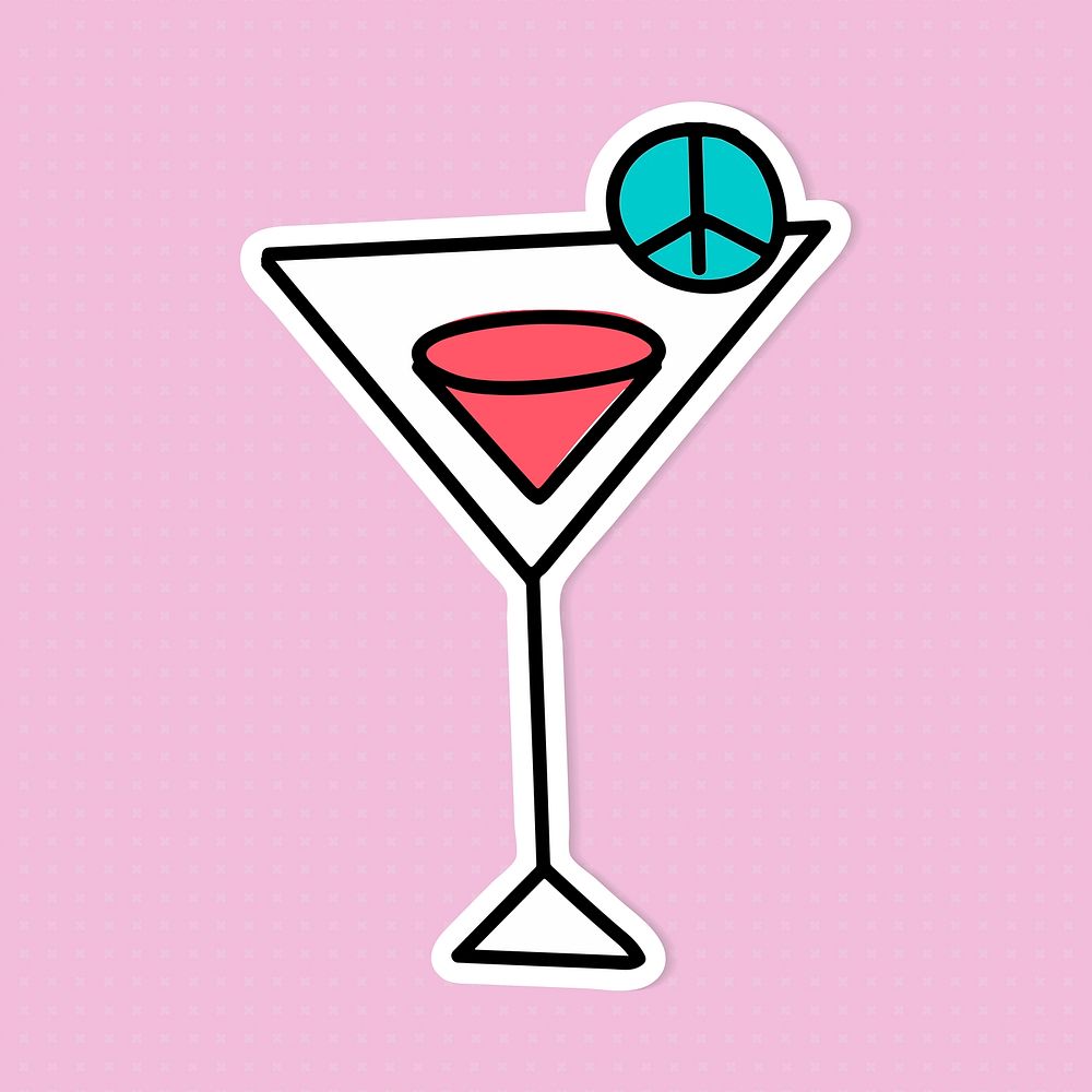 Pink cocktail sticker with a white border vector