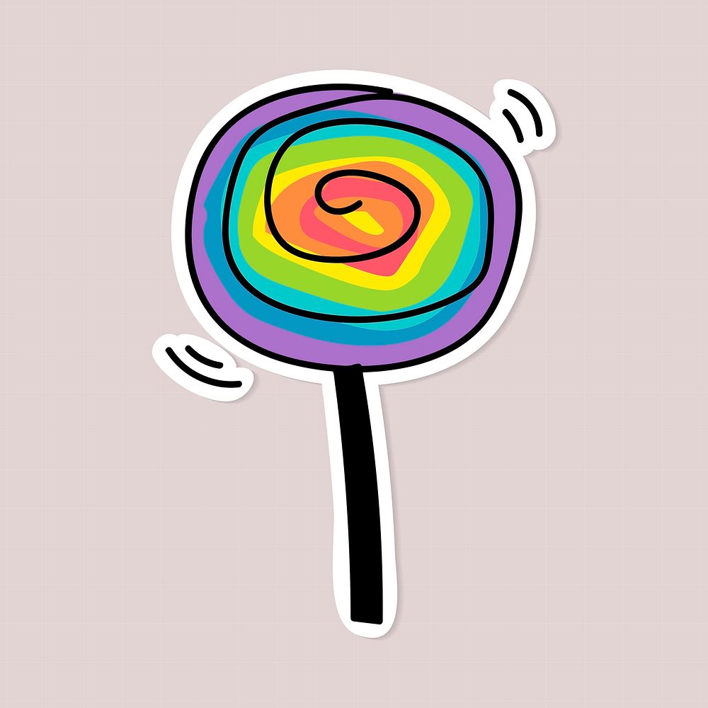 Rainbow lollipop sticker with a white border vector