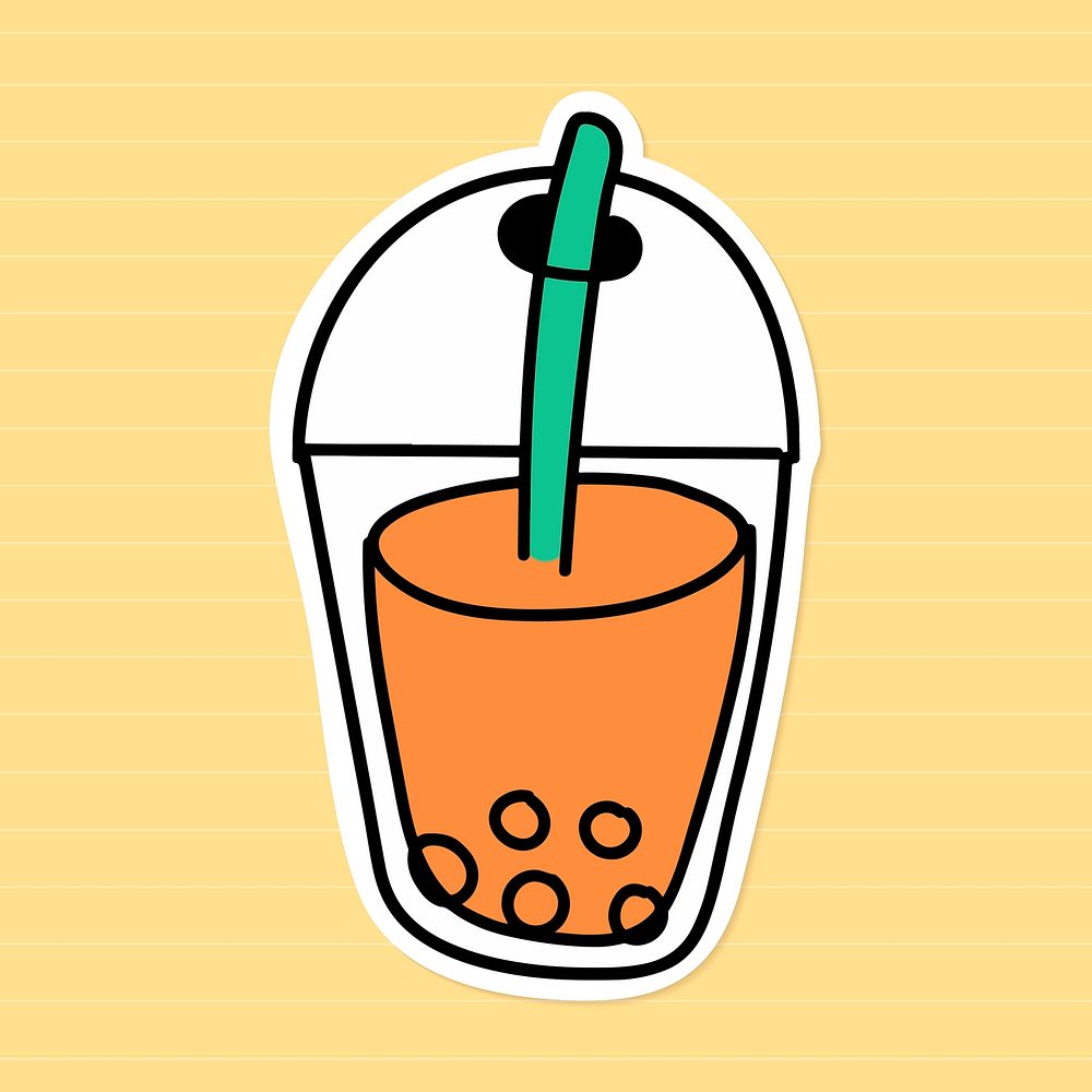 Bubble tea sticker with a white border vector