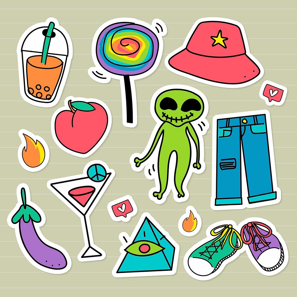 Creative and cool pop art stickers set vector
