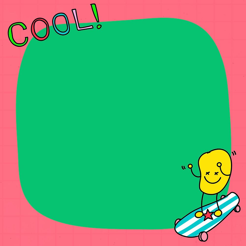 Cute skateboarder with cool word on a pink frame vector