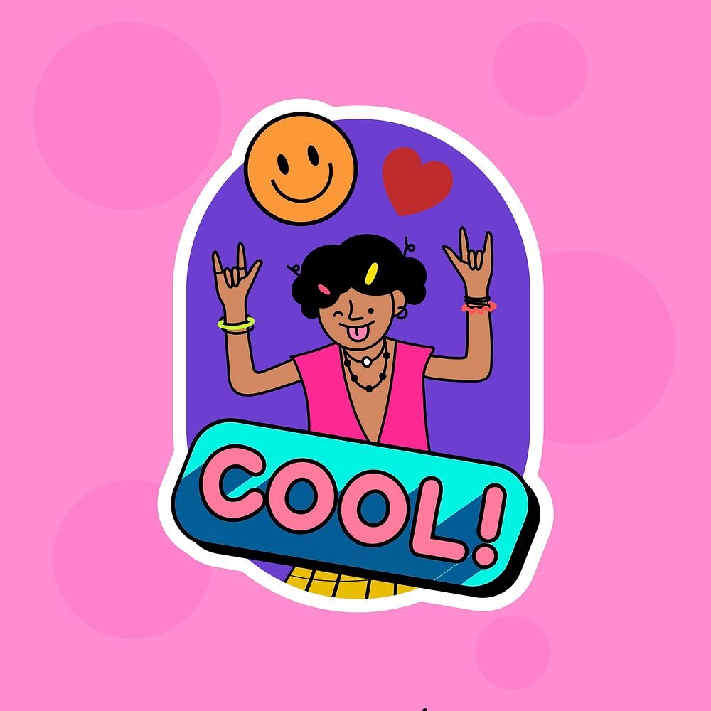 Cool kid sticker design resource vector