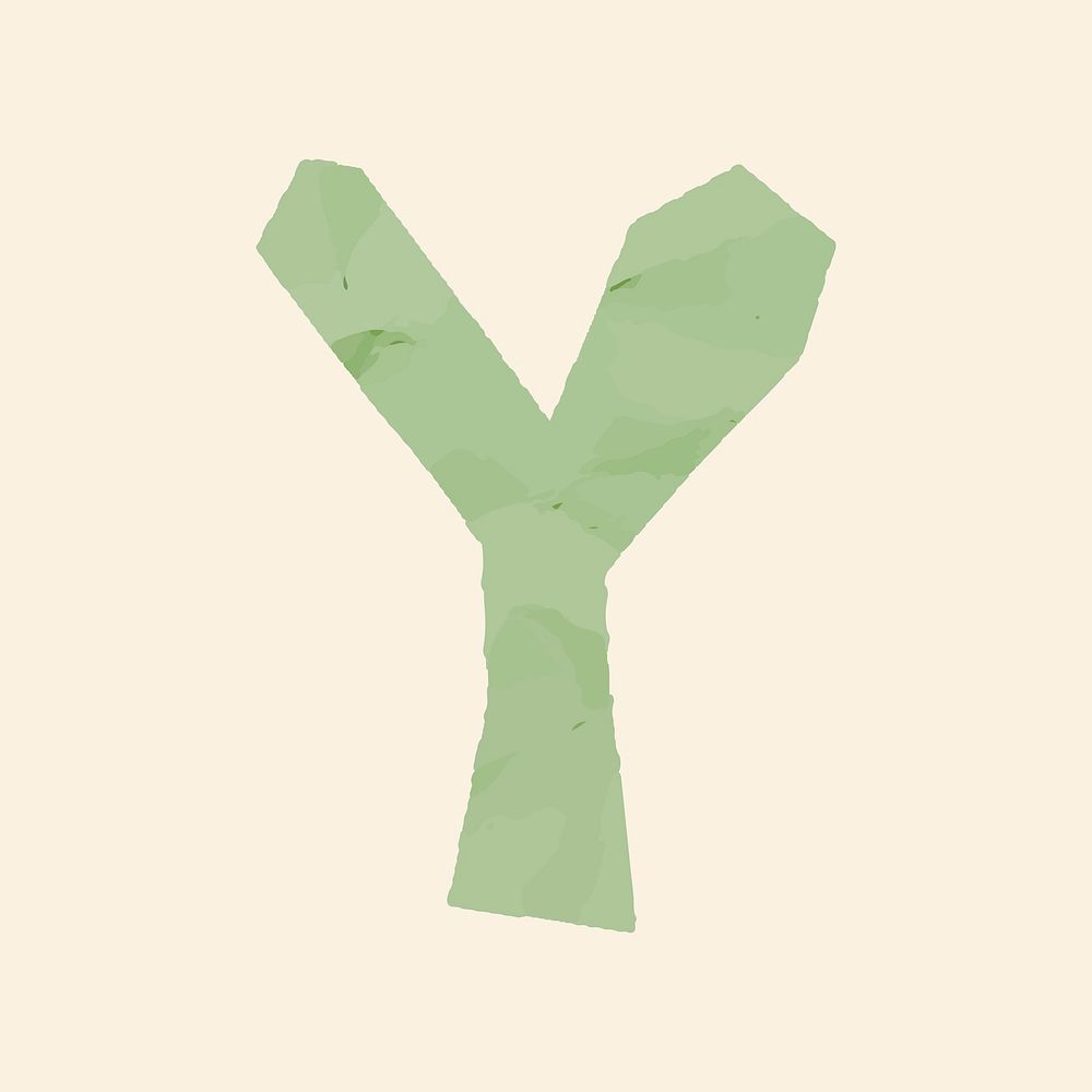 Y letter paper cut alphabet typography vector