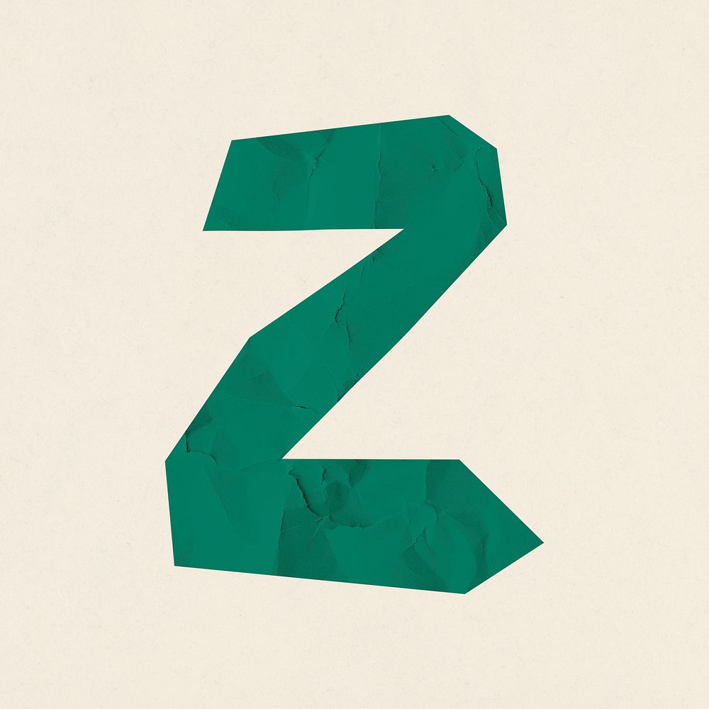 Z letter paper cut alphabet psd typography font