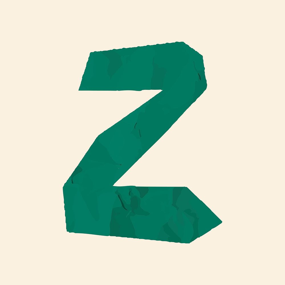 Z letter paper cut alphabet typography font vector