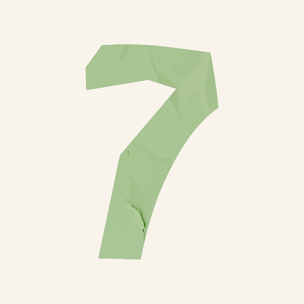 Number 7 font paper cut typography vector