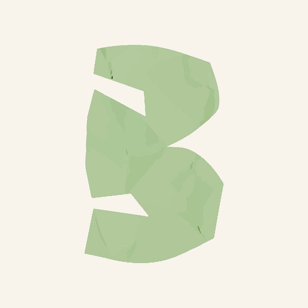B letter paper cut alphabet typography vector