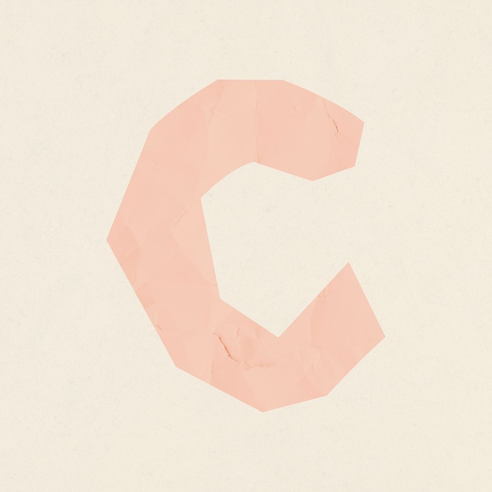C letter paper cut alphabet typography font psd