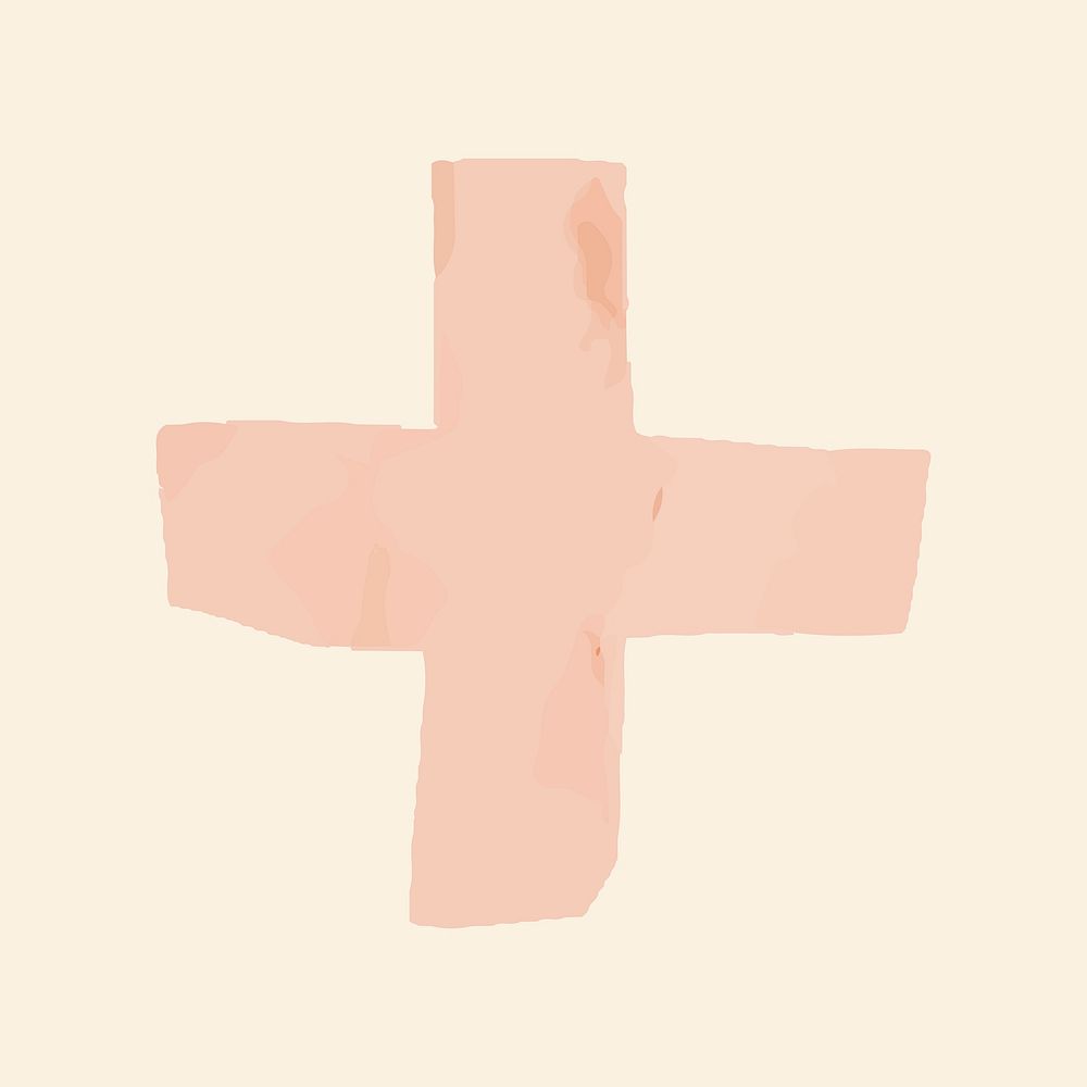 Nude pink plus sign paper cut symbol vector