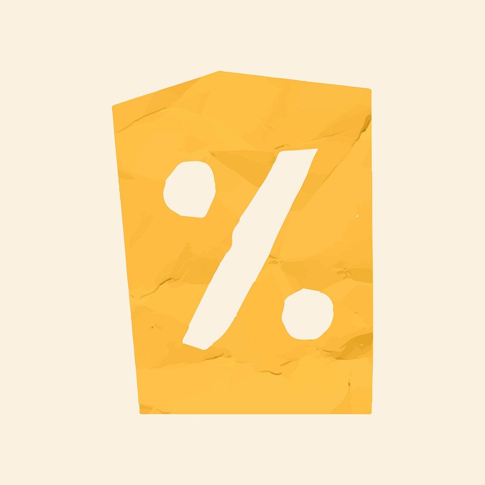 Yellow percentage paper cut symbol vector