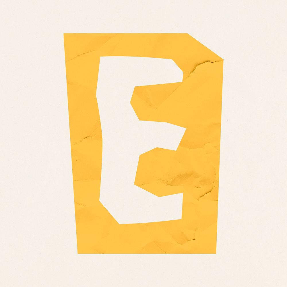 E letter paper cut alphabet typography font psd