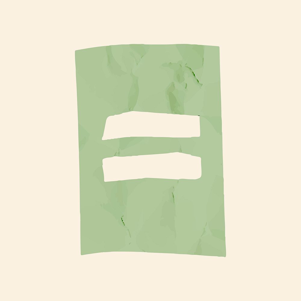 Green equal symbol paper cut vector