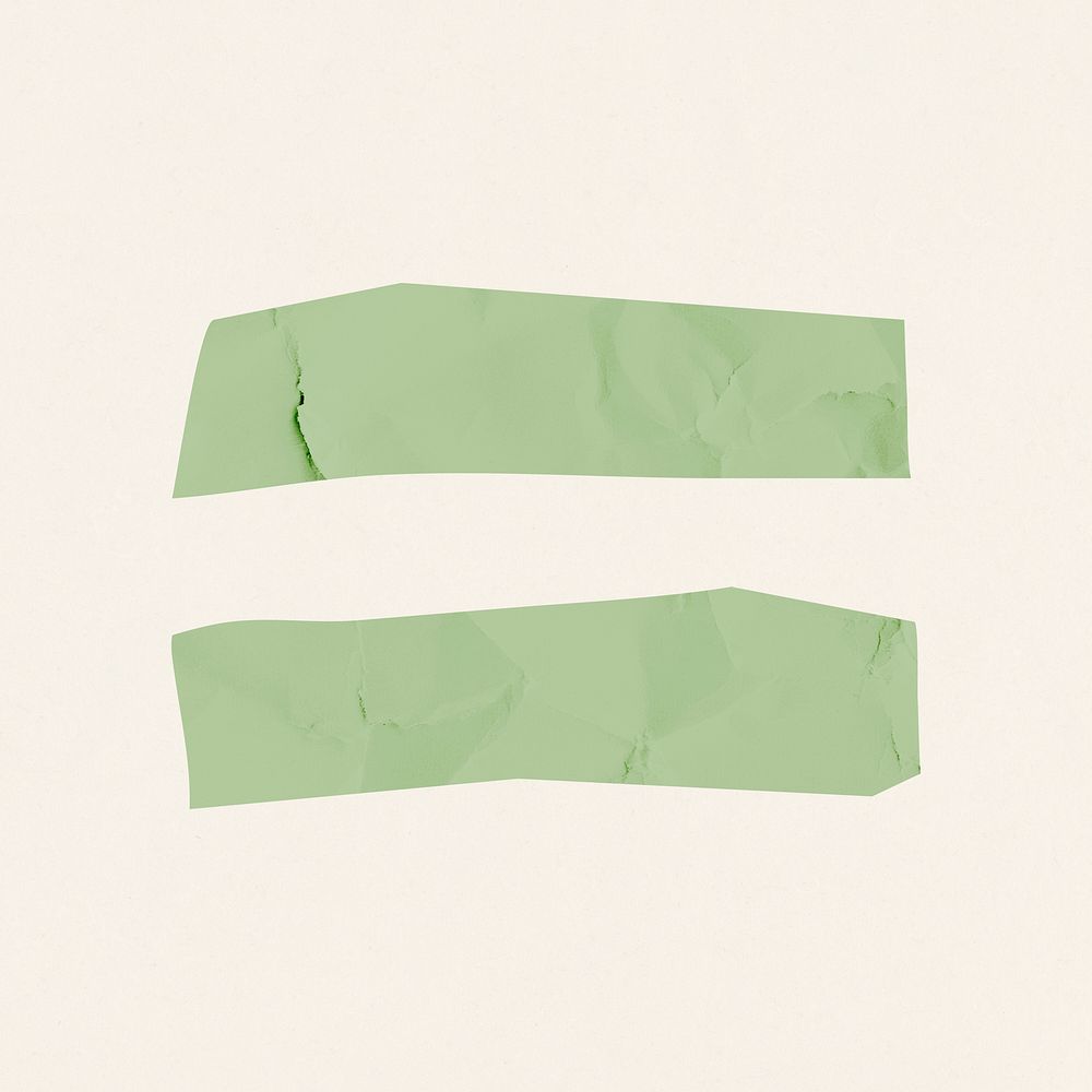 Green equal symbol paper cut psd