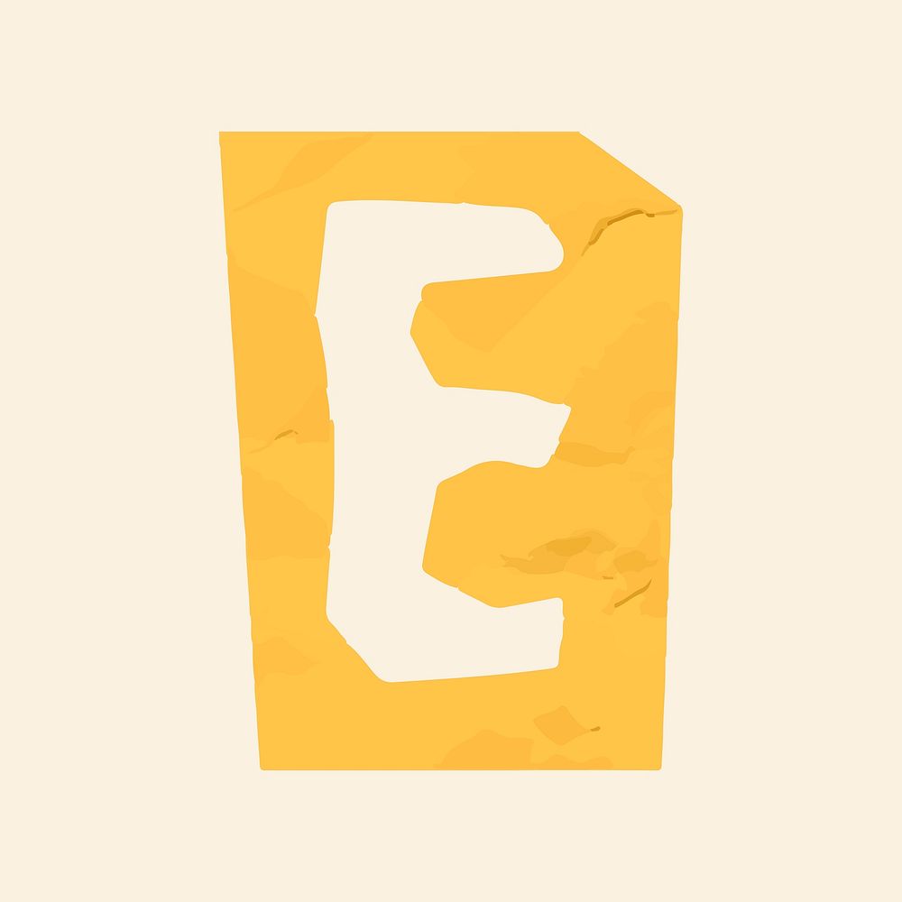 E letter paper cut alphabet typography font vector