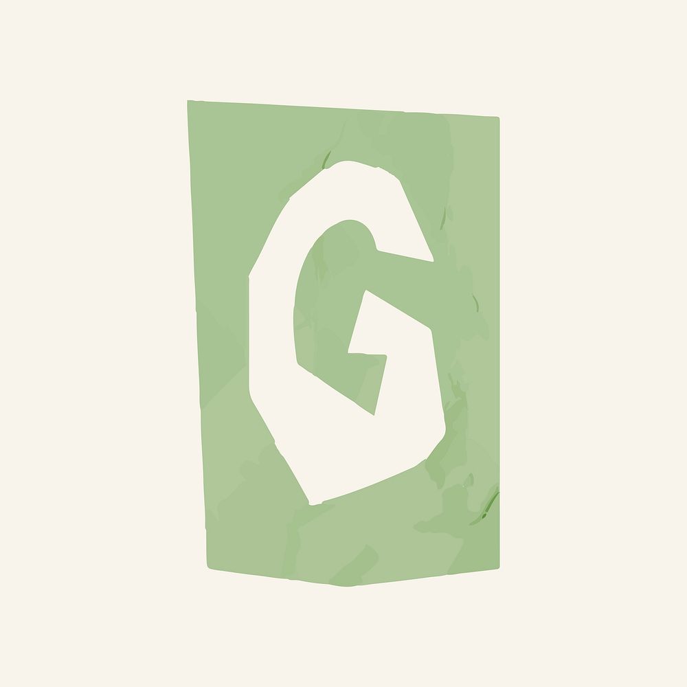 G letter paper cut alphabet typography vector