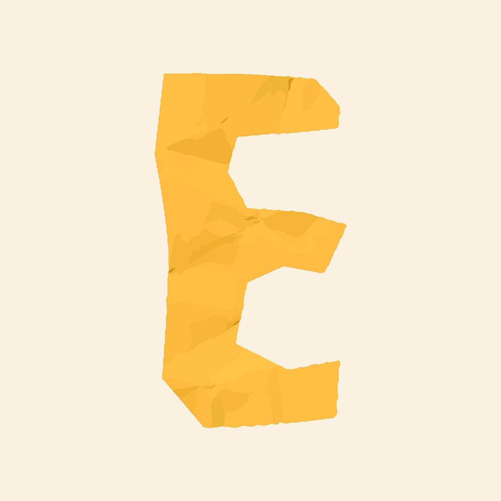 E letter paper cut alphabet typography vector