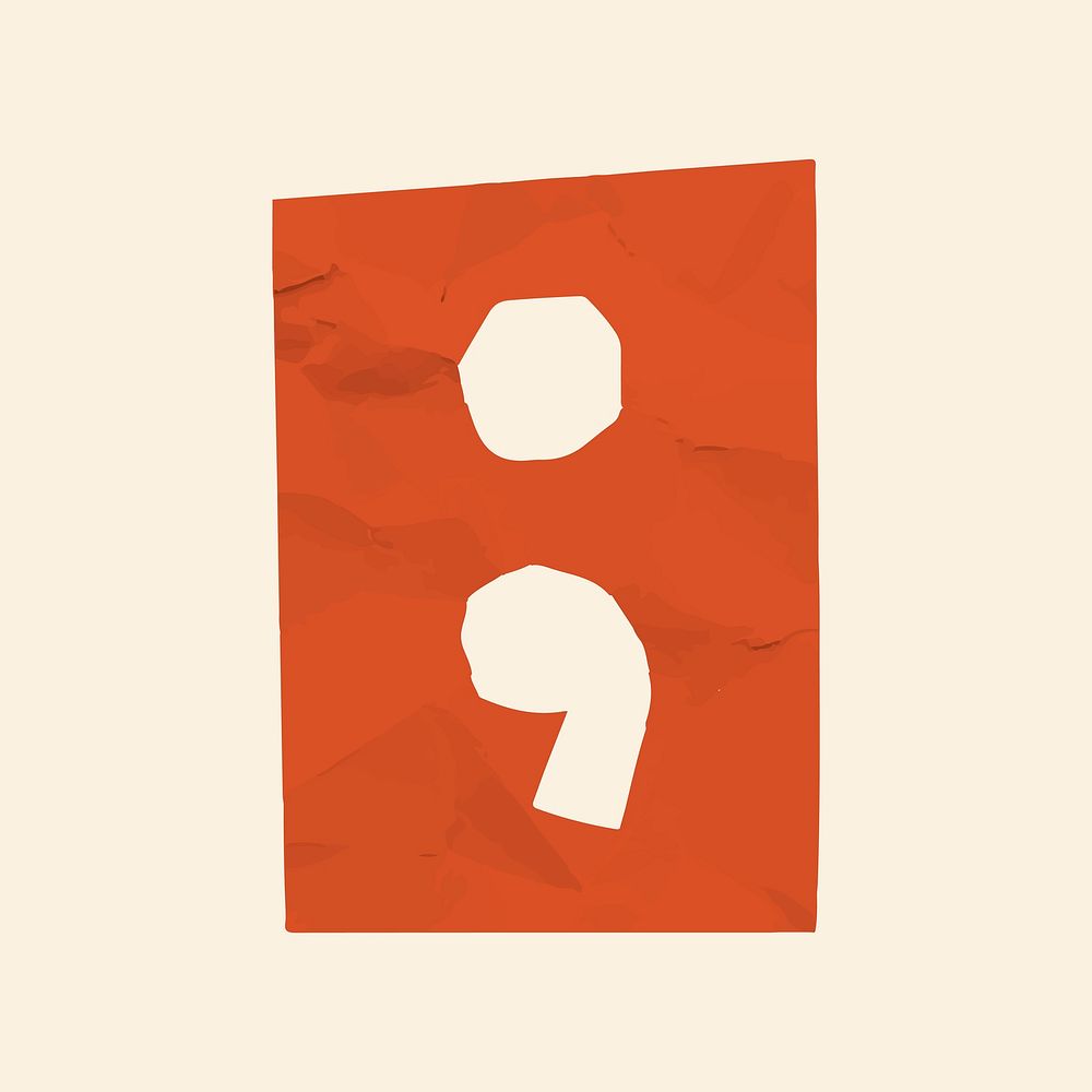 Semicolon paper cut symbol vector