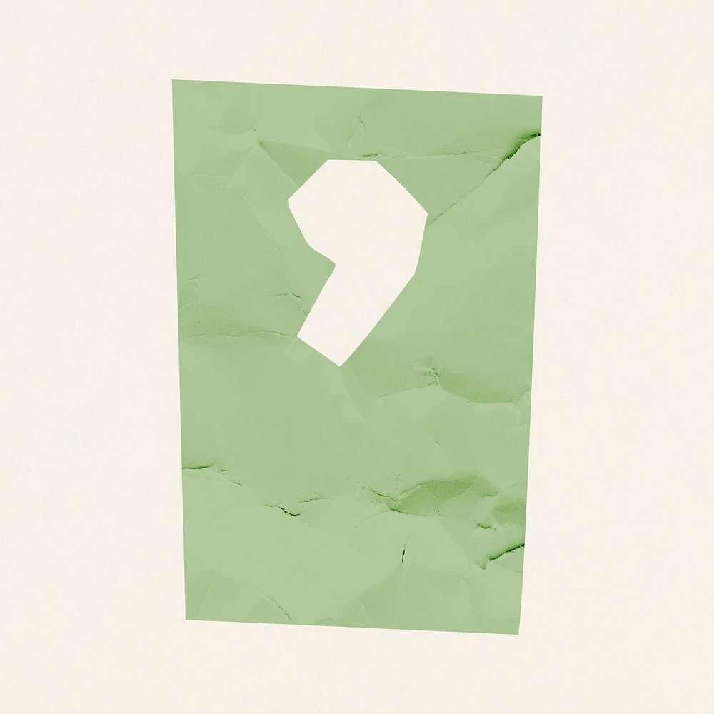 Green apostrophe sign paper cut symbol psd
