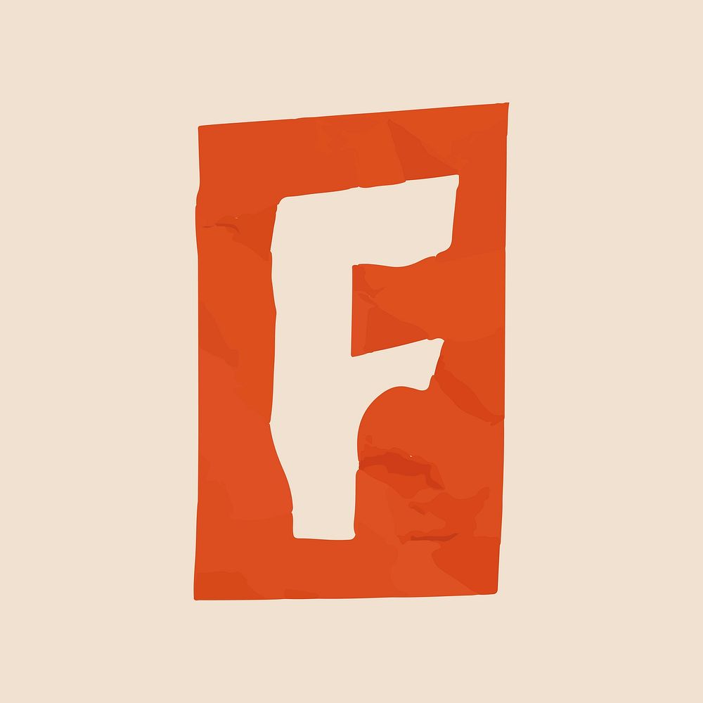 F letter paper cut alphabet typography font vector
