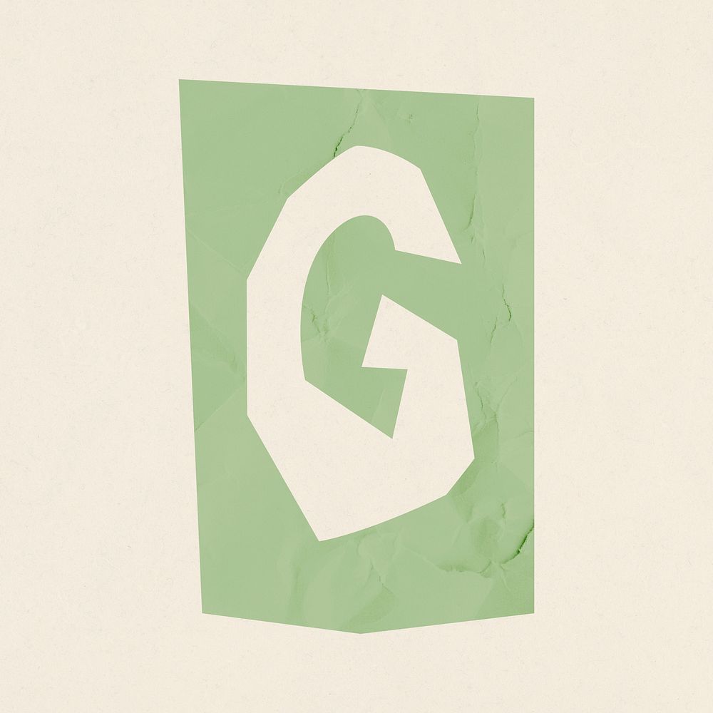 G letter paper cut alphabet typography font psd
