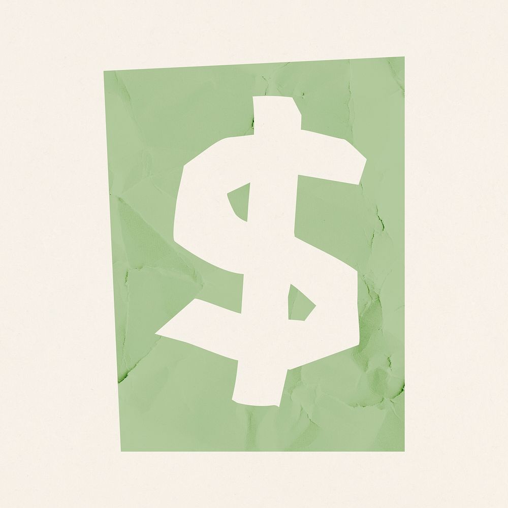 Dollar sign font paper cut symbol psd