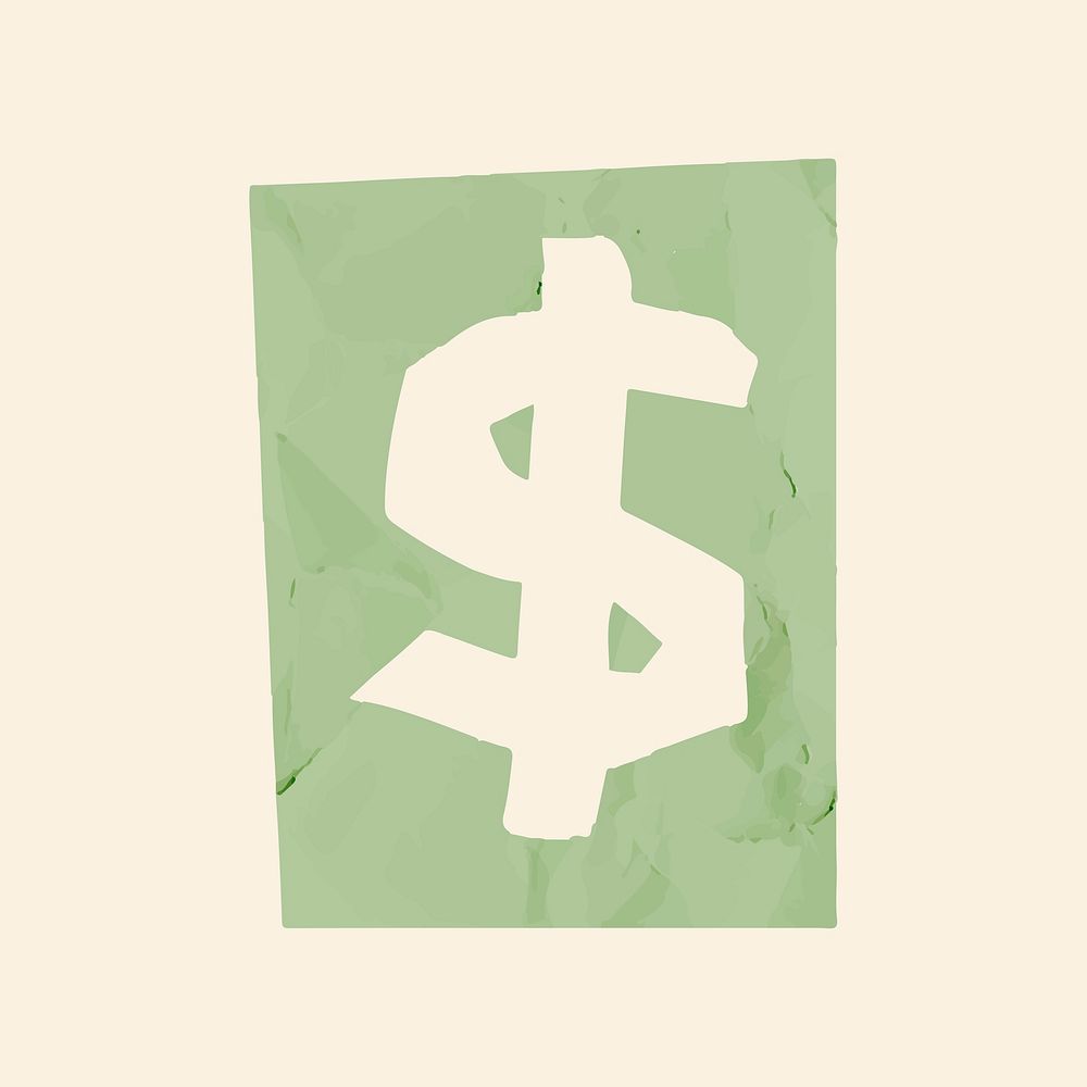 Dollar sign font paper cut symbol vector