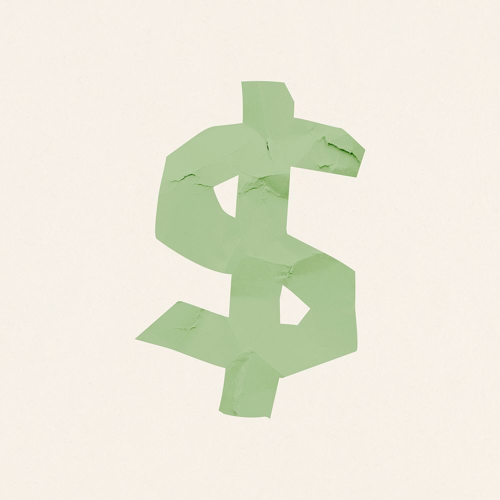 Dollar sign font paper cut symbol psd